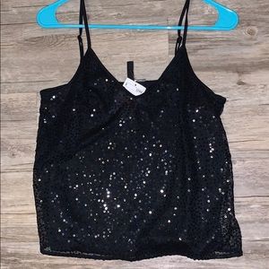 Sparkle black tank top